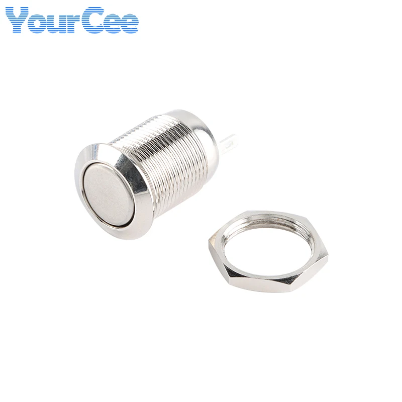 12MM Metal Pushbutton Switch Ball/Flat/High Head Screw/Solder Feet Momentary Locking Latching Self-Reset 2Pin Power Switch