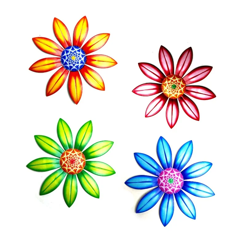 Metal Flower Wall Decor Art Sculpture Hanging Ornament Aesthetic Home Room Garden Courtyard Decoration Outdoor 4colors Optional