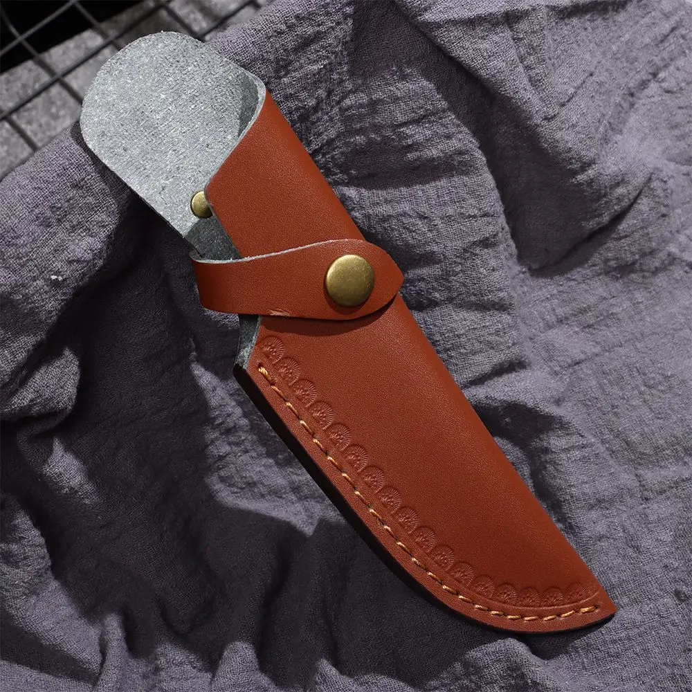 Brown Knife Protective Cover Leather Sheath Belt Knife Sheath Leather Sheath With Waist Belt Buckle Pocket Multi-function Tool