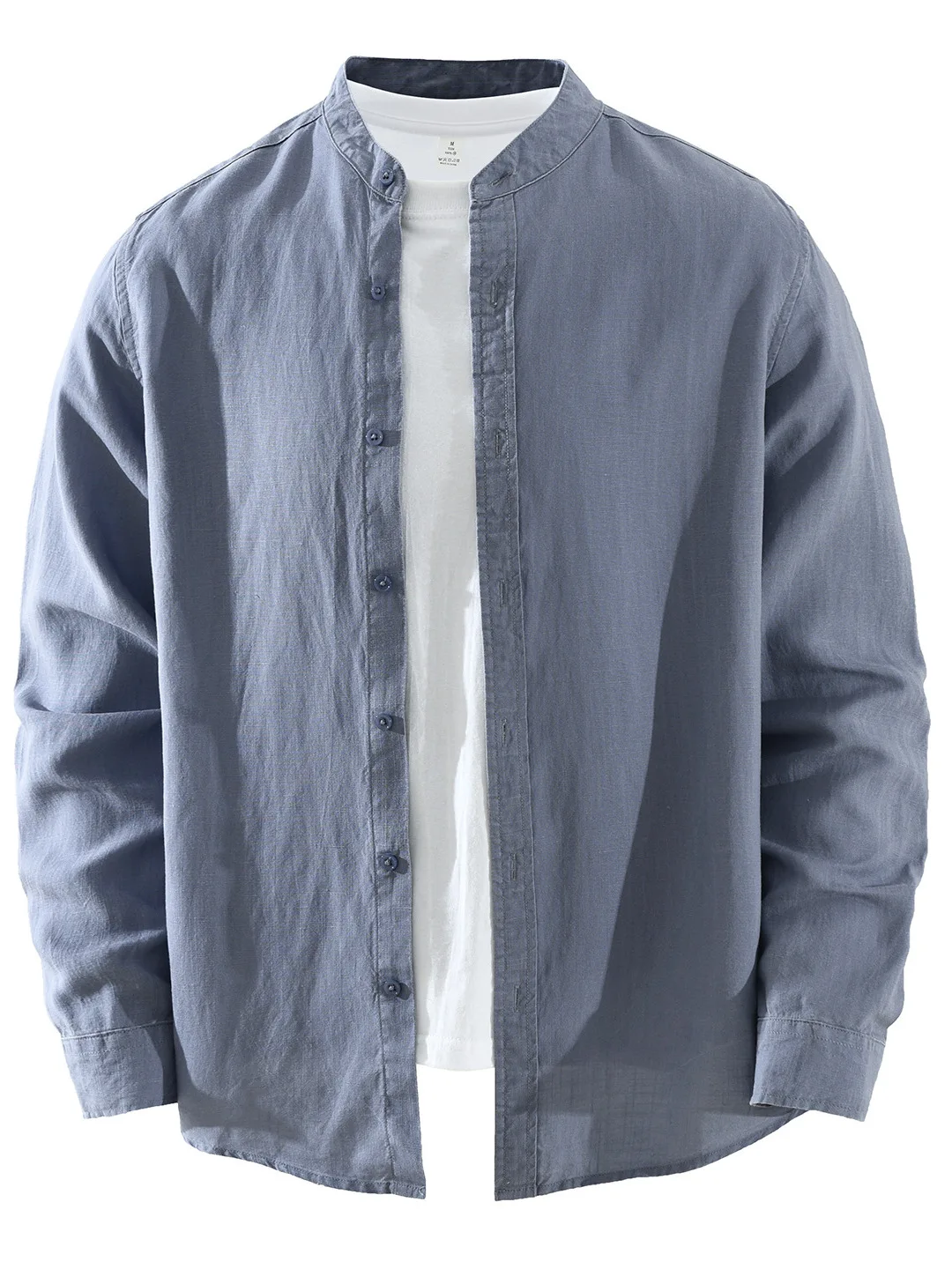 

Pure Color Long Sve irt Men's New Sle Lyocell Linen Blend Casual Wear Stand Collar Breathable Lightweight irt