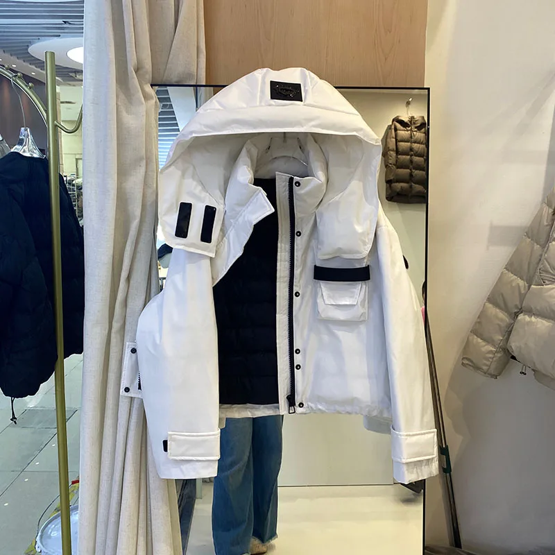 2025年冬新作 レディース ショート丈 取り外し可能キャップ付き ダウンジャケット 高級ホワイトダックダウン 防寒保温