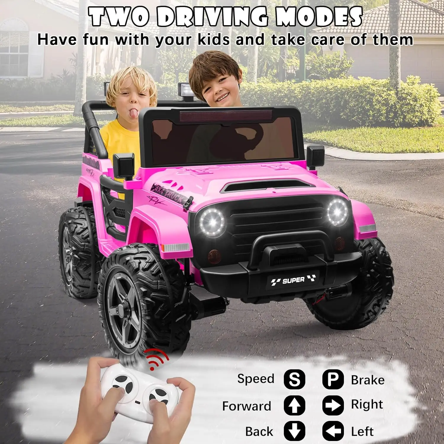 24V 4x4 Fahrt auf Autos Spielzeug für große Kinder, 9AH 5MPH Elektroautos Fahrzeuge für Kinder mit EVA-Reifen, 2 breite Sitzer, Elternfernbedienung, 4 Sh