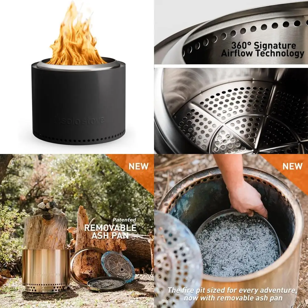 

Smokeless Portable Outdoor Fire Pit - 19.5 Inch Stainless Steel Wood Burning Fire Pit with Removable Ash Pan - Eco-Friendly Bonf