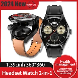 Smart Watch GT5 Buds Bluetooth Headset TWS Wireless 2-in-1 Earbuds Health Detection GT5buds Sports Smartwatch Headphones+box