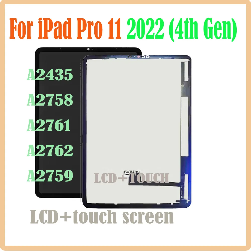 

Тест для iPad Pro 11 2022 4-го поколения A2435 A2758 A2761 A2762 A2759 ЖК-дисплей, сенсорный экран, стеклянная панель, полная замена в сборе