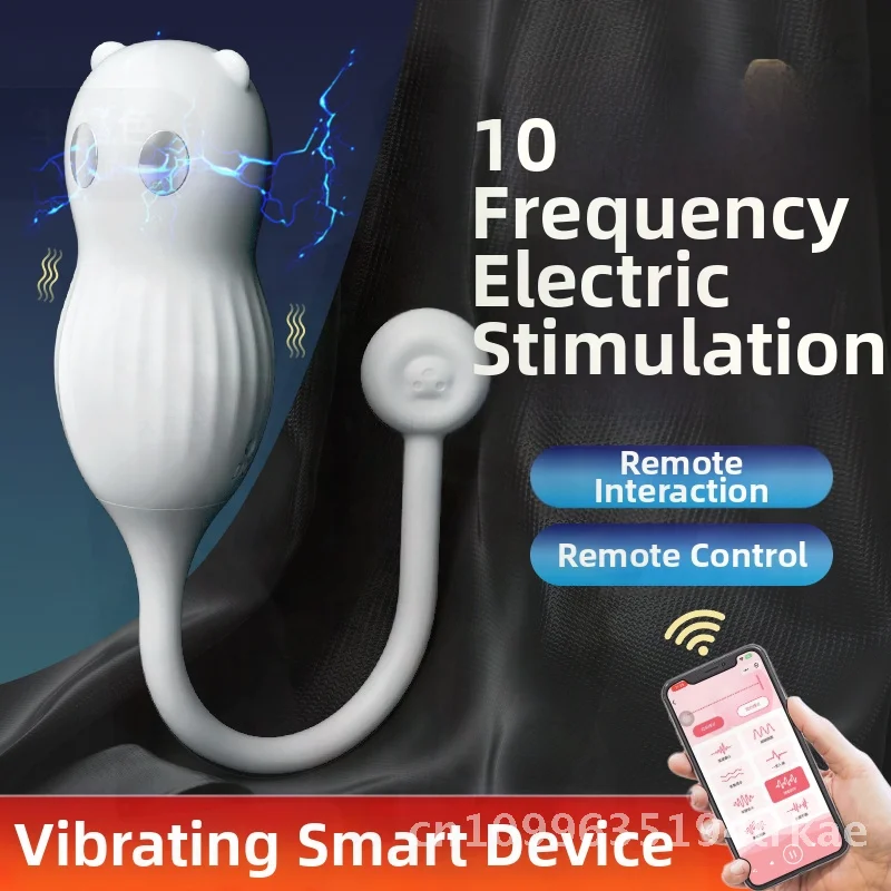 Macki Bear Fernbedienung, elektrischer Eiervibrator, Sexspielzeug für Erwachsene, ABS, Silikon, G-Punkt, Zunge lecken, Vibration, Weiß, Blau, 140/Box