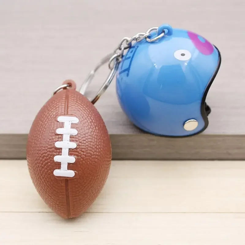 Mini Rugby Keychain American Football Pendant Helmet Keychain Rugby Pendant Sports Party Team Souvenir Athletes Rewards Favors