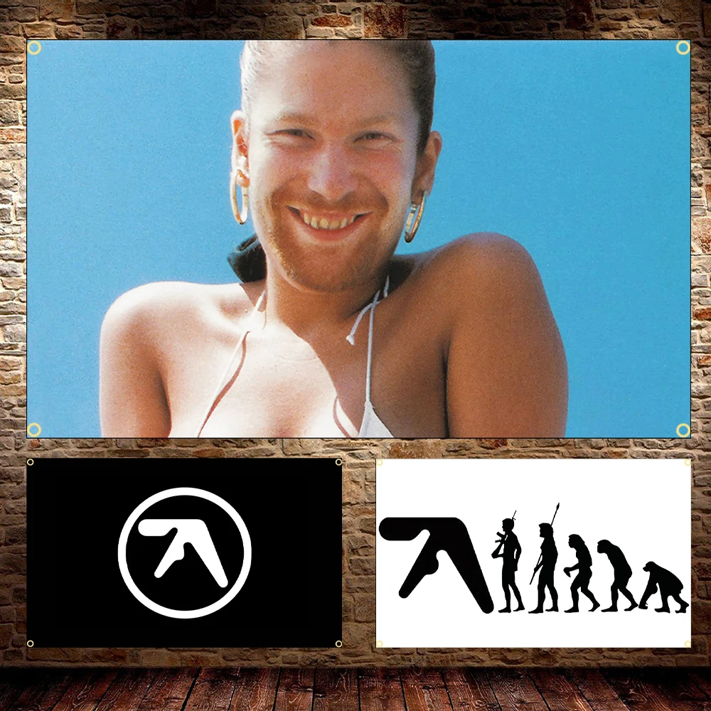 Aphex Twin Flag 60x90cm 90x150cm Polyester Richard D. James Poster Electronic Music Banner Tapestry For Home Room Outdoor Decor