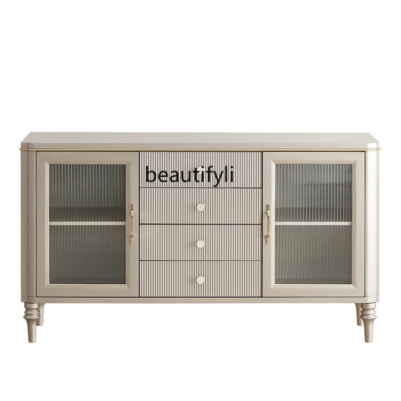 

American Light Luxury Sideboard Cabinet Hallway Entrance Cabinet Solid Wood Storage Cabinet Changhong Glass Curio Cabinet