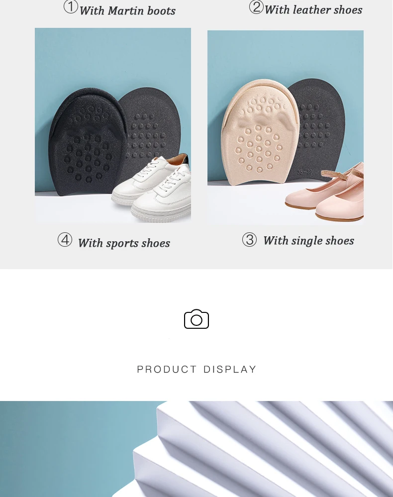 Vorfußpolster für Damen, hohe Absätze, halbe Einlegesohlen, rutschfester Vorfußschmerzlinderungseinsatz, Schuhgröße reduzieren Füllstoff für zu große Schuhe – Detail 13