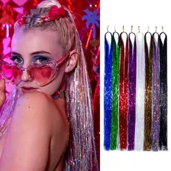 Hair Tinsel Glitter Braids High Temperature Fiber Bling Women's Tinsel Hair Strands In Braiders French Twist Hair Accessories