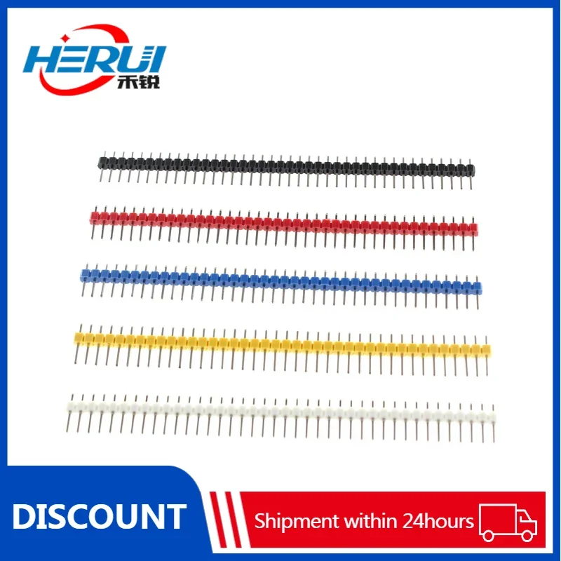 Single row of needles 1*40P color row of needles 2.54 spacing single row of straight needles green/white/red/blue/yellow