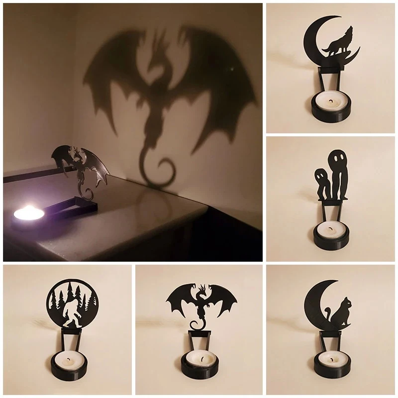 Halloween Decoration Home Halloween Projector Shadow Movie Props Halloween Ornaments Horror Candle Holder Candlestick Ornament