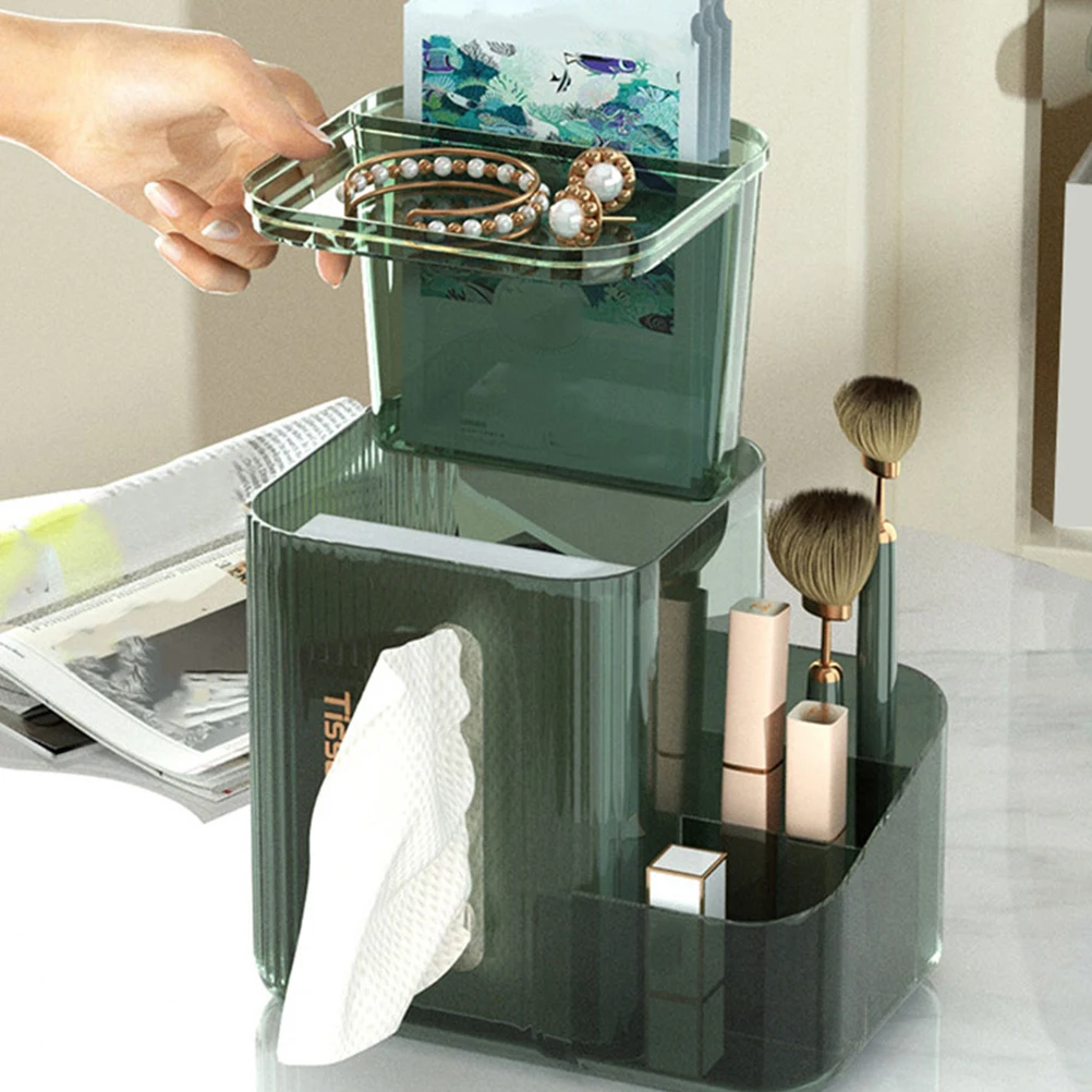 

Tissue Office Supplies Container Display Case Organizer Desktop Display Container Home Office Large Capacity Green
