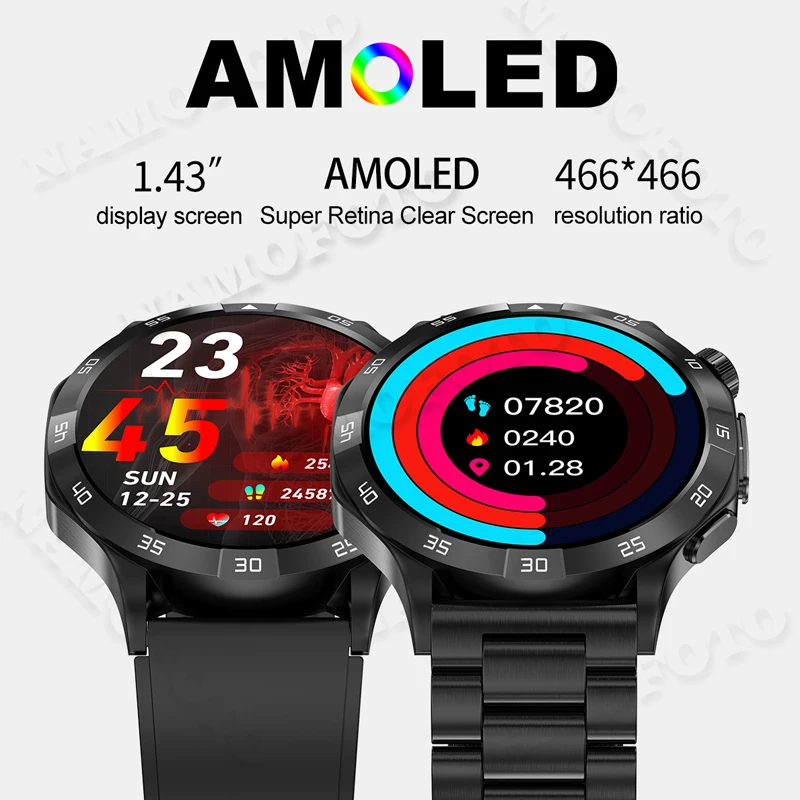 Imagem -02 - Ácido Úrico Relógio Inteligente 143 Amoled Relógio de Ecg Freqüência Cardíaca Pressão Arterial Gordura Lipídica Chamada Bluetooth Smartver Novo 2024