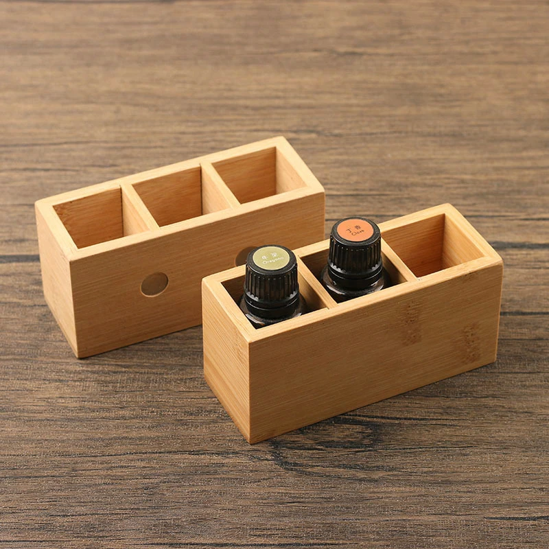 1Pcs 3 Grids Essential Oil Bamboo Display Stand 6 Hole Storage Rack Smooth For Oils Perfume Bottle Magnetic Display Holder