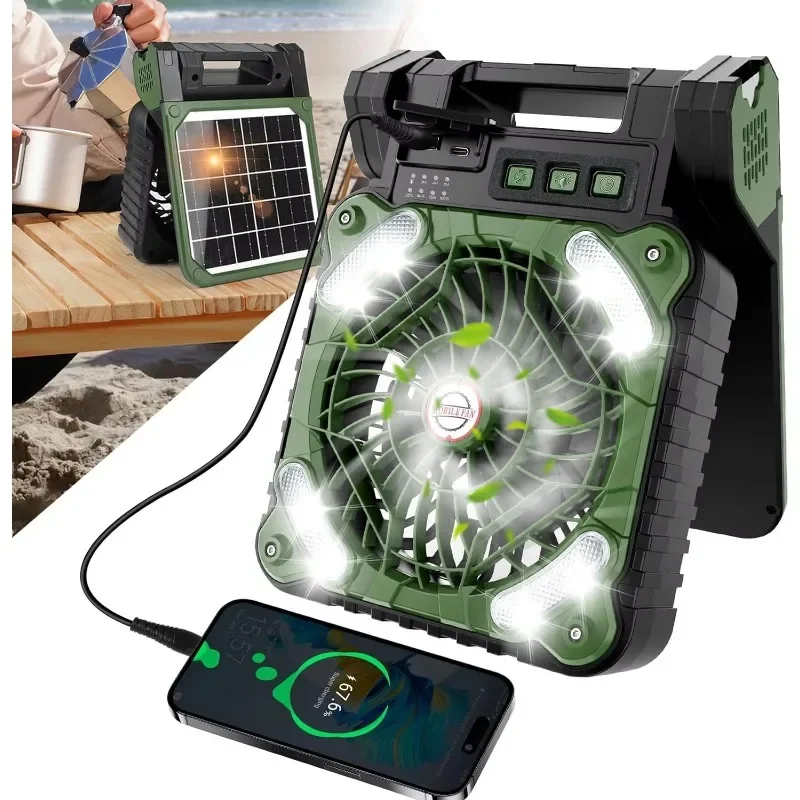 Fan and power pack in one emergency power pack with Light Emitting Diode Lantern Multi-function  Floor Fan with Solar Panels