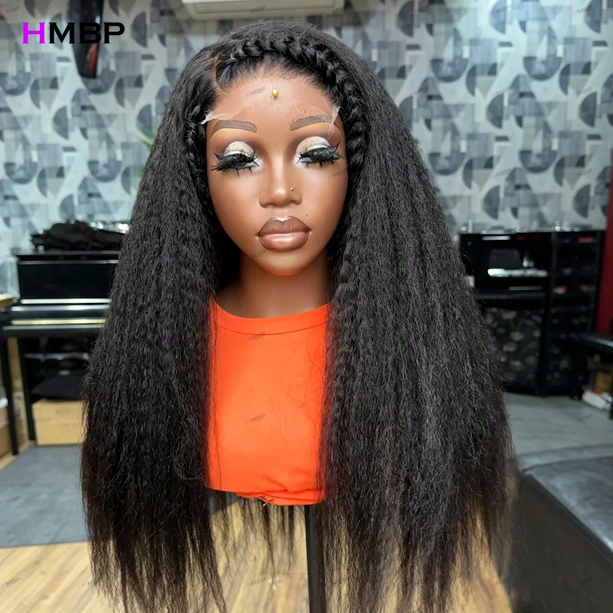 9x6/13x6 HD Lace Front Wig Glueless 450 Density Kinky Straight Human Hair Wig Wear And Go Pre Plucked Melted Hairline Daily Use