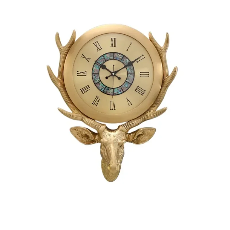 

Nordic deer head wall clock living room household