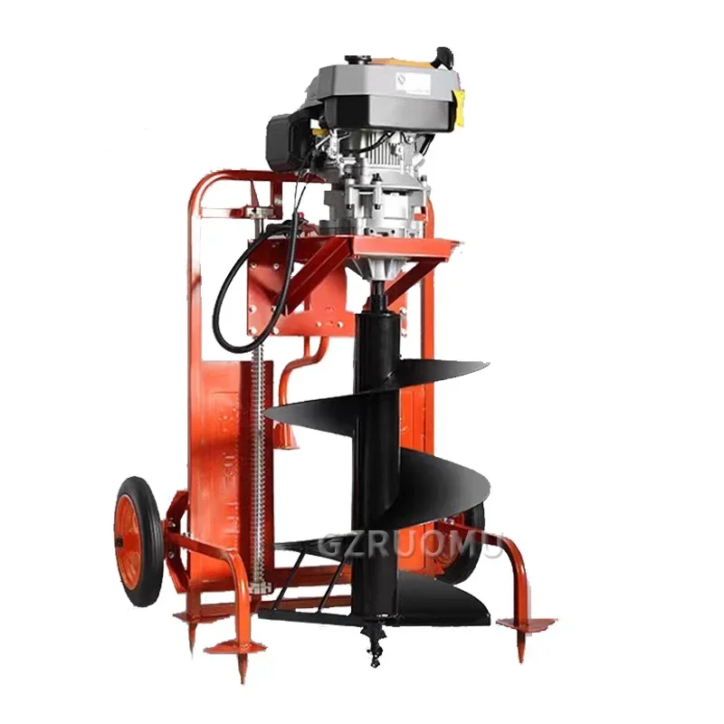 

225CC Ground Drilling Machine High Power Tree Planting Digger Four-Stroke Gasoline Hole Rig Pedal Type Drill Pile Driver 7.3KW