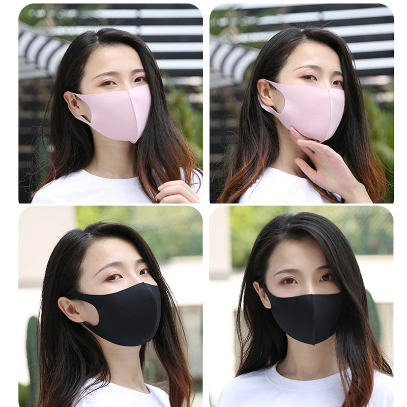 Masker pencuci pelindung matahari, masker wajah bernapas tahan debu warna polos bernapas bebas tabir surya penutup wajah musim panas luar ruangan