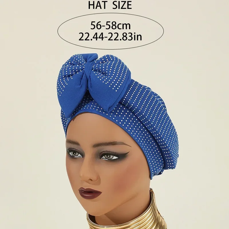 Милая шапка-тюрбан с бантом для женщин, полная бриллиантовая повязка на голову в африканском стиле, вечерние головные уборы, Turbante Mujer, мусульманский платок, шляпа
