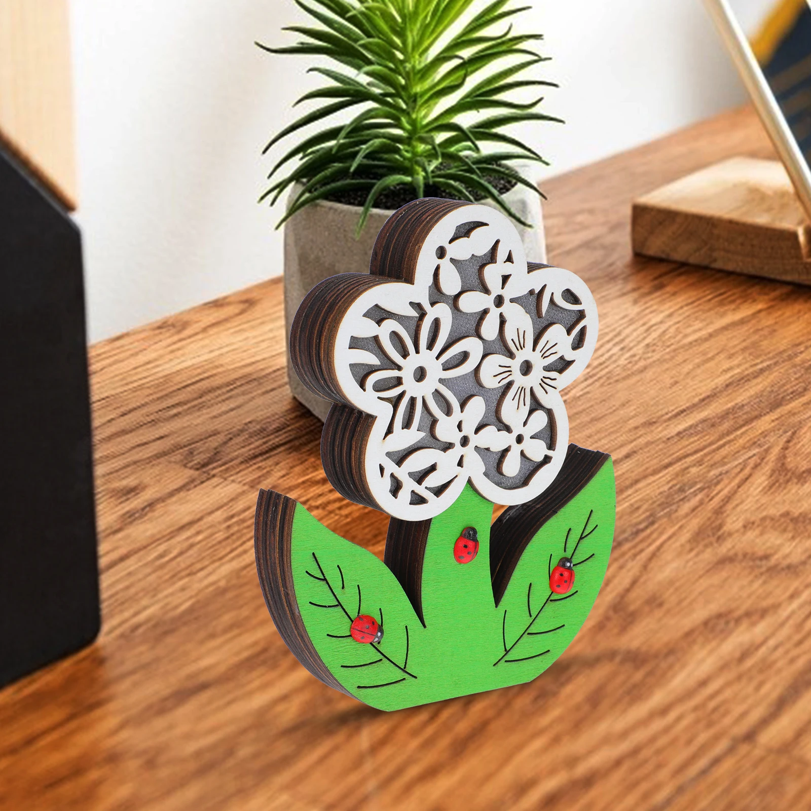 

Wooden LED Night Light Blue Floral Elegant Decorative Lights for Bedroom Stylish Indoor Light Decor Bedside Lamp
