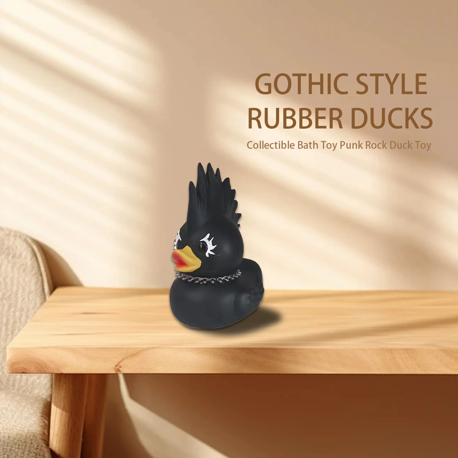 Cartoon Little Duck Car Decoration Gothic Style Unique Dark Rubber Ducks Ideal Gift for Your Loved One