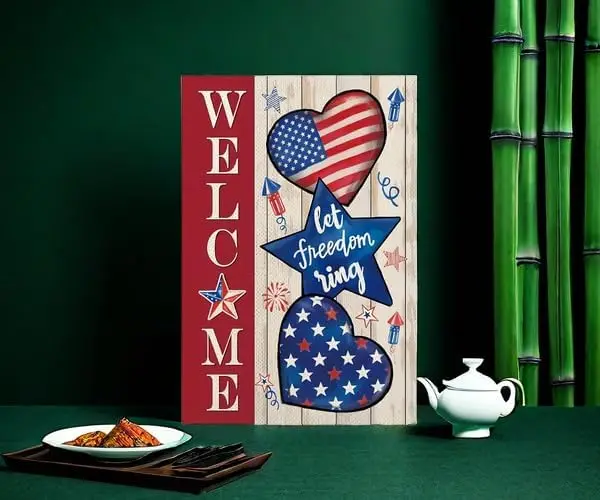 GGCC 7 FALG 12x18 inch Patio, Lawn & Garden outdoor flags - Welcome Garden Flag with 'Let Freedom Ring' Design - 18x