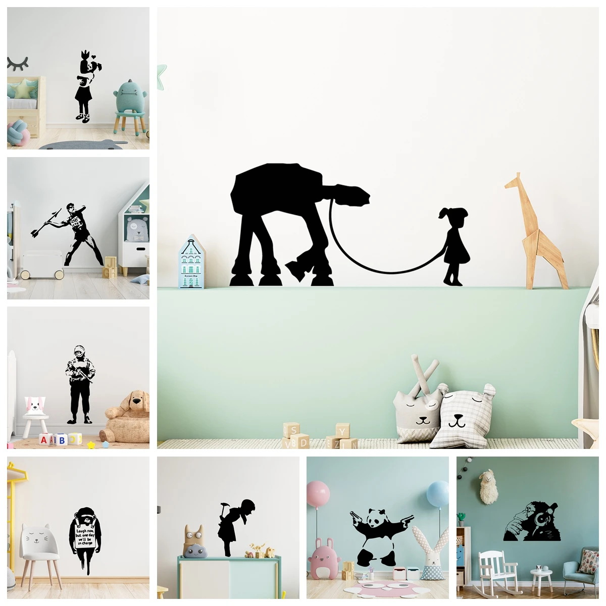 Joint Graffiti Banksy Painting Vinyl Wall Sticker For Office Room Decoration Mural Kids Bedroom Decor Living Room House