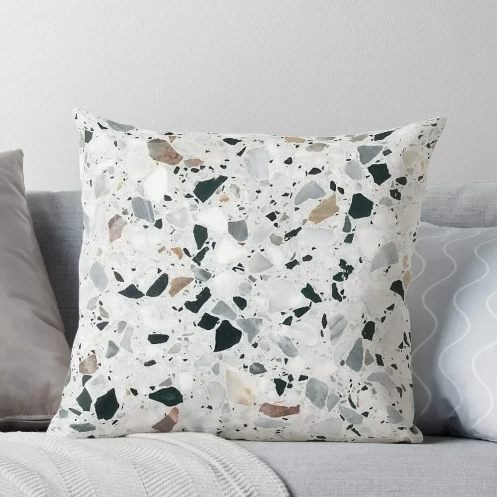 Terrazzo black, white, grey and bronze Throw Pillow New year Ornamental Pillow pillow