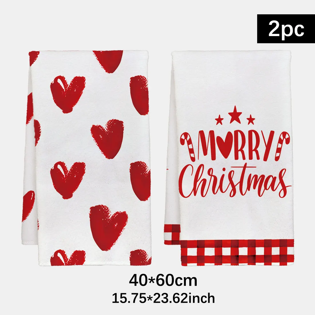 2pcs 40x60cm Heart Series Dishcloth Tea Towel Kitchen White Red Black Heart Text Wash Cloth Gifts Dish Cloth Towel