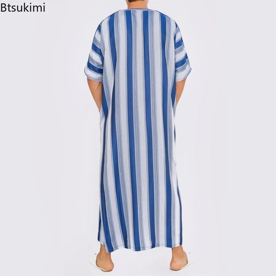 2025 Moda musulmana Abayas para hombres Patchwork bordado túnicas casuales sueltas Kaftan árabe saudí ropa islámica masculina Jubba Thobe