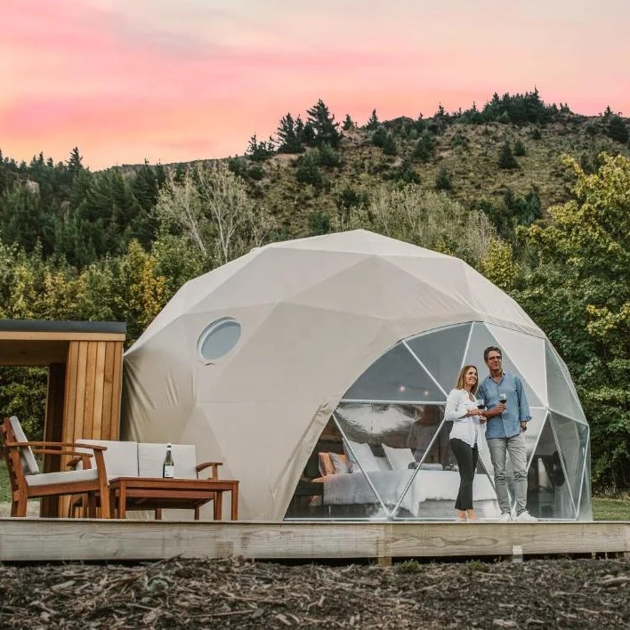 

waterproof and fireproof glamping hotel dome tent geodesic camping house resort