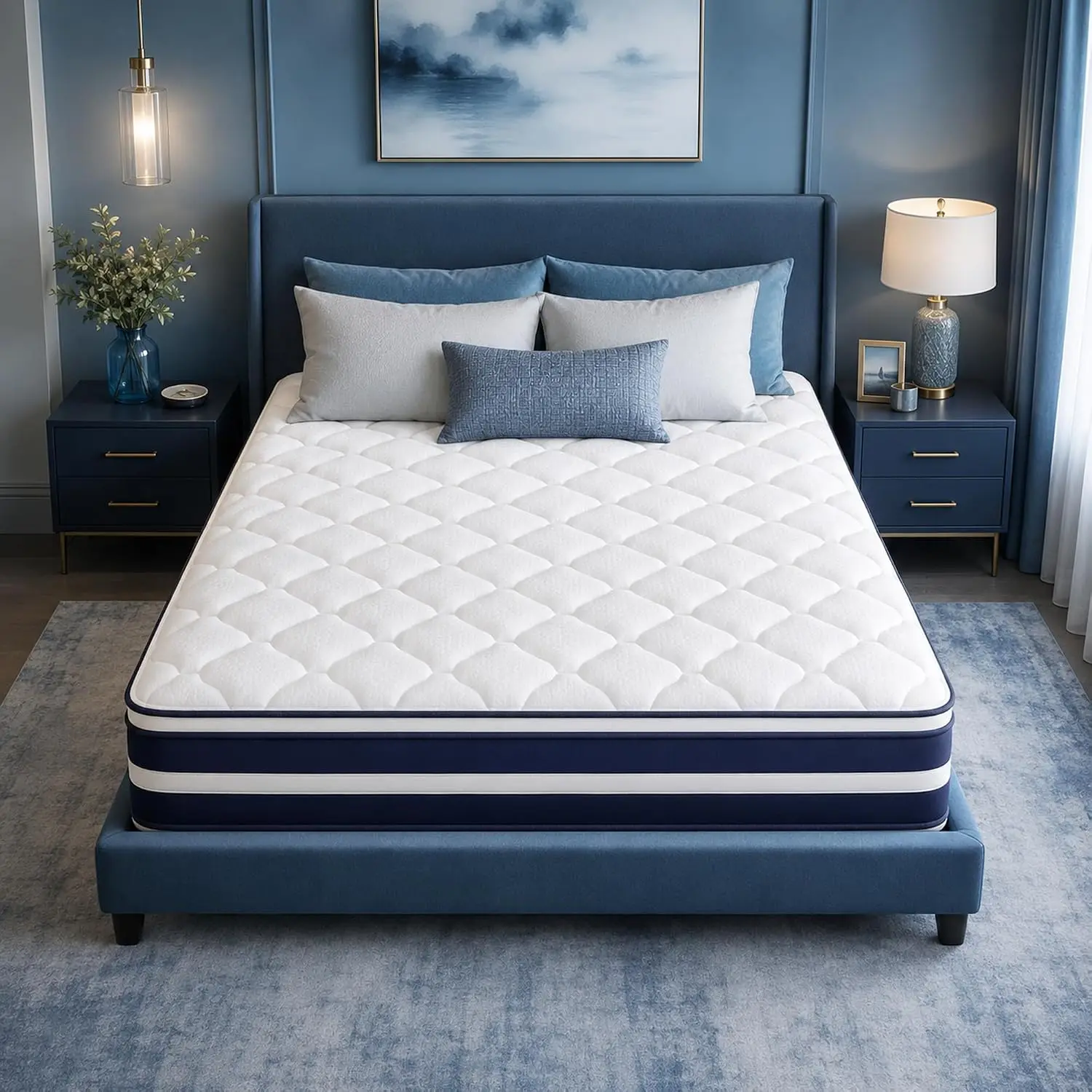 King Size Mattress 12 Inch, Hybrid Pocket Coil and High Density Foam, Edge Support for Couples, Motion Isolation, Customized