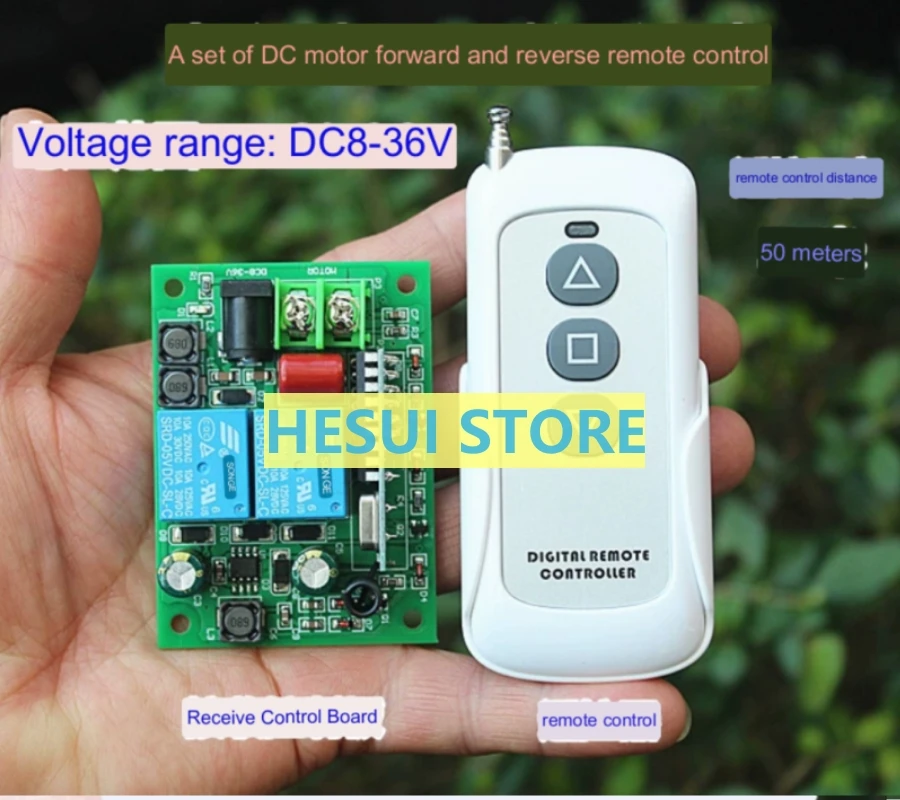 Dc motor reversing wireless remote control kit DC8-36V controller Push rod motor lifting reversing switch