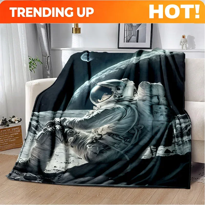 Customize 3D Outer Space Astronaut Universe Spaceman Cartoon Blanket,Soft Throw Blanket for Home Bedroom Bed Sofa Office Cover B