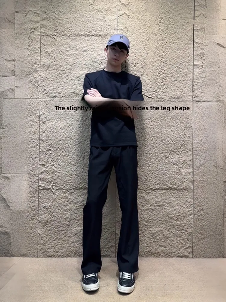 

Bla Le Blade Men's Summer High Street Cleanfit Pants Drapey Flared Trousers Faionable Casual Pants for Teenagers