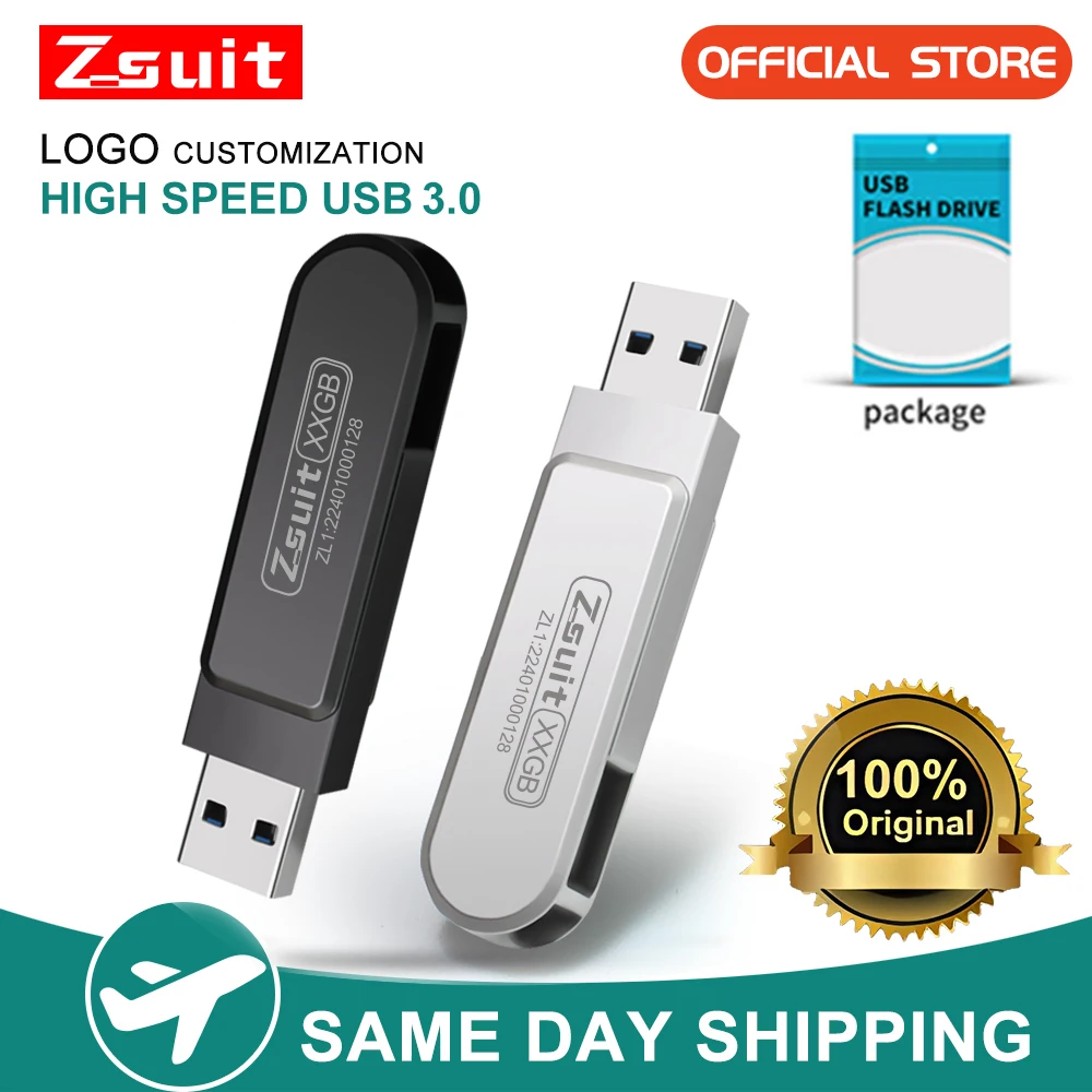 Zsuit USB Flash Drives Rotate USB-C Pendrive 64GB 128GB USB3.0 Type-C Pen Drives 2in 1 U Disk for iPhone Laptops Memory Stick