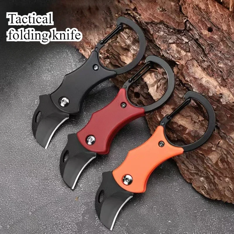 Mini chaveiro faca de bolso aço inoxidável acampamento pequeno mini faca portátil descascador lâmina fixa multi ferramenta edc com corrente