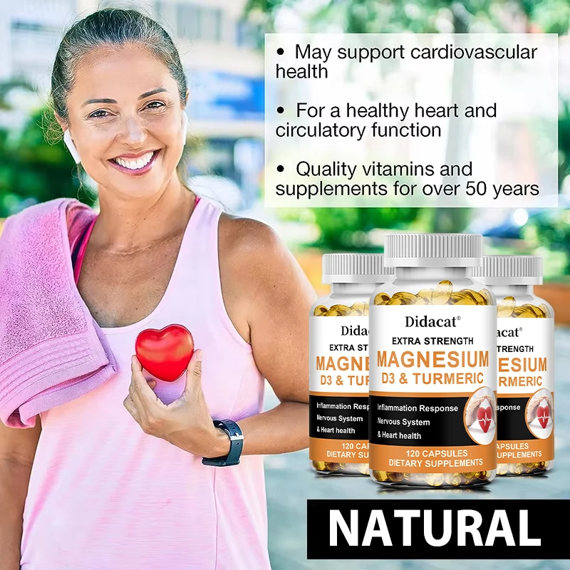 المغنيسيوم وفيتامين د3 مع الكركم، المكمل الغذائي لدعم العافية اليومية، الأنظمة العصبية، العظام، وظيفة المناعة