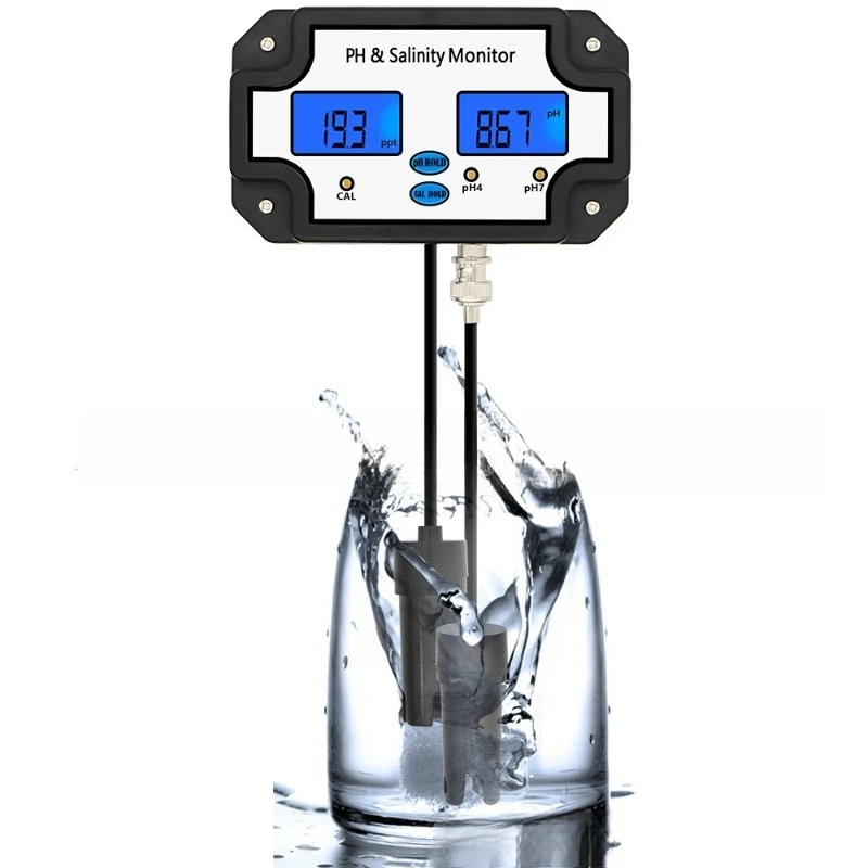 New water pH meter pH and salinity monitor
