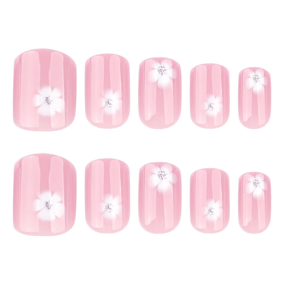 24 Piezas Uñas Postizas Cuadradas Negro y Blanco Gatito Removibles Hechas a Mano para Mujeres y Niñas 5