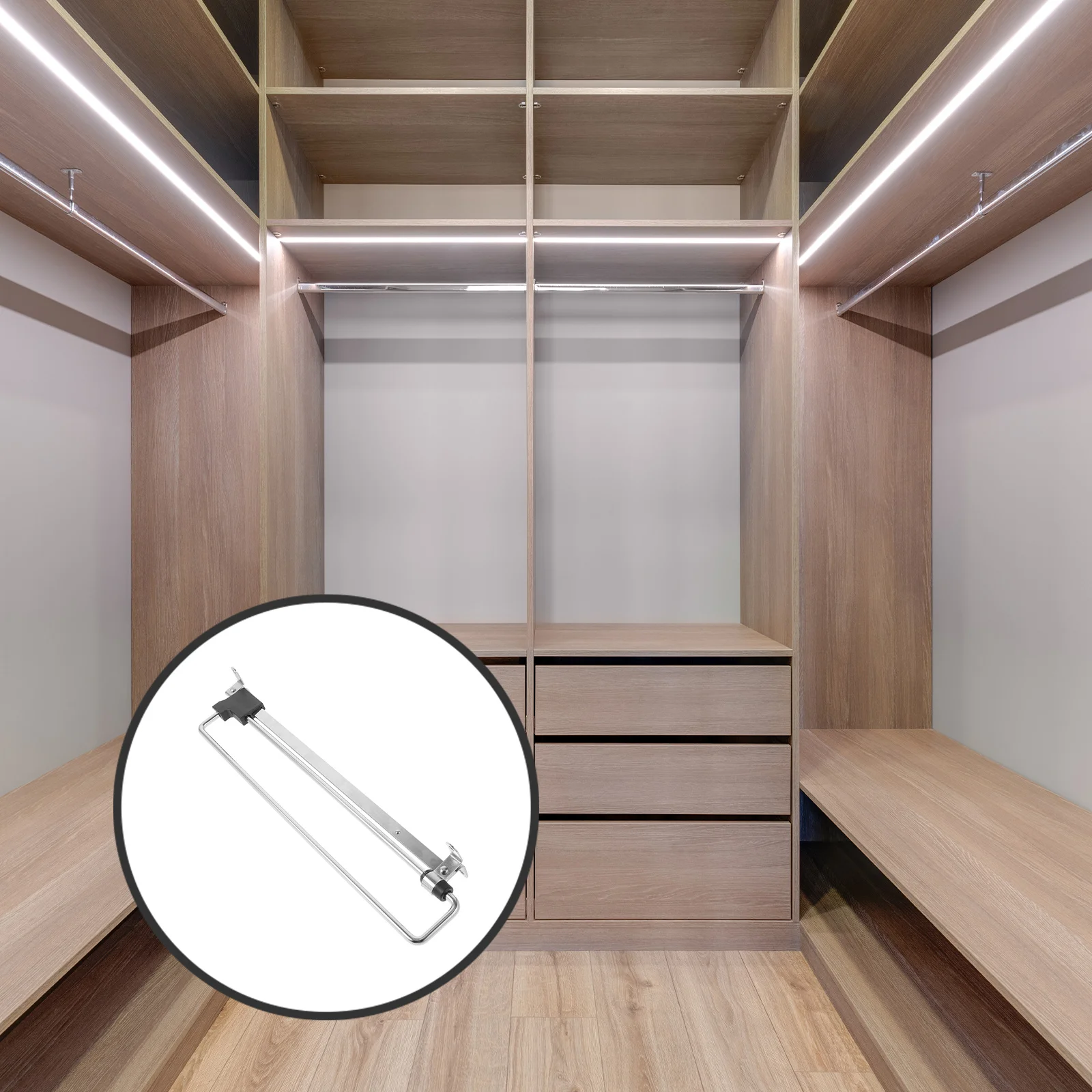 

Adjustable Closet Rod Iron Wardrobe Hanger Bar Retractable Clothes Organizer Space Saving Home Storage Solution
