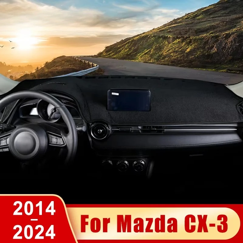 Car Dashboard Cover Pad For Mazda CX-3 2014–2024 Sunshade Protector Anti-UV Dash Mats Non-slip Pads Interior Accessories
