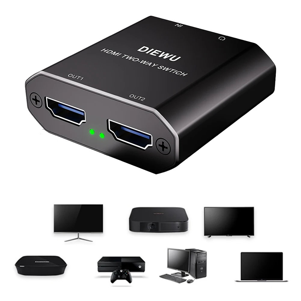 노트북 PC 모니터 TV 프로젝터용 양방향 어댑터, HDMI 호환 스위처, 2 포트, 4K, 60Hz, 1080P, 120Hz