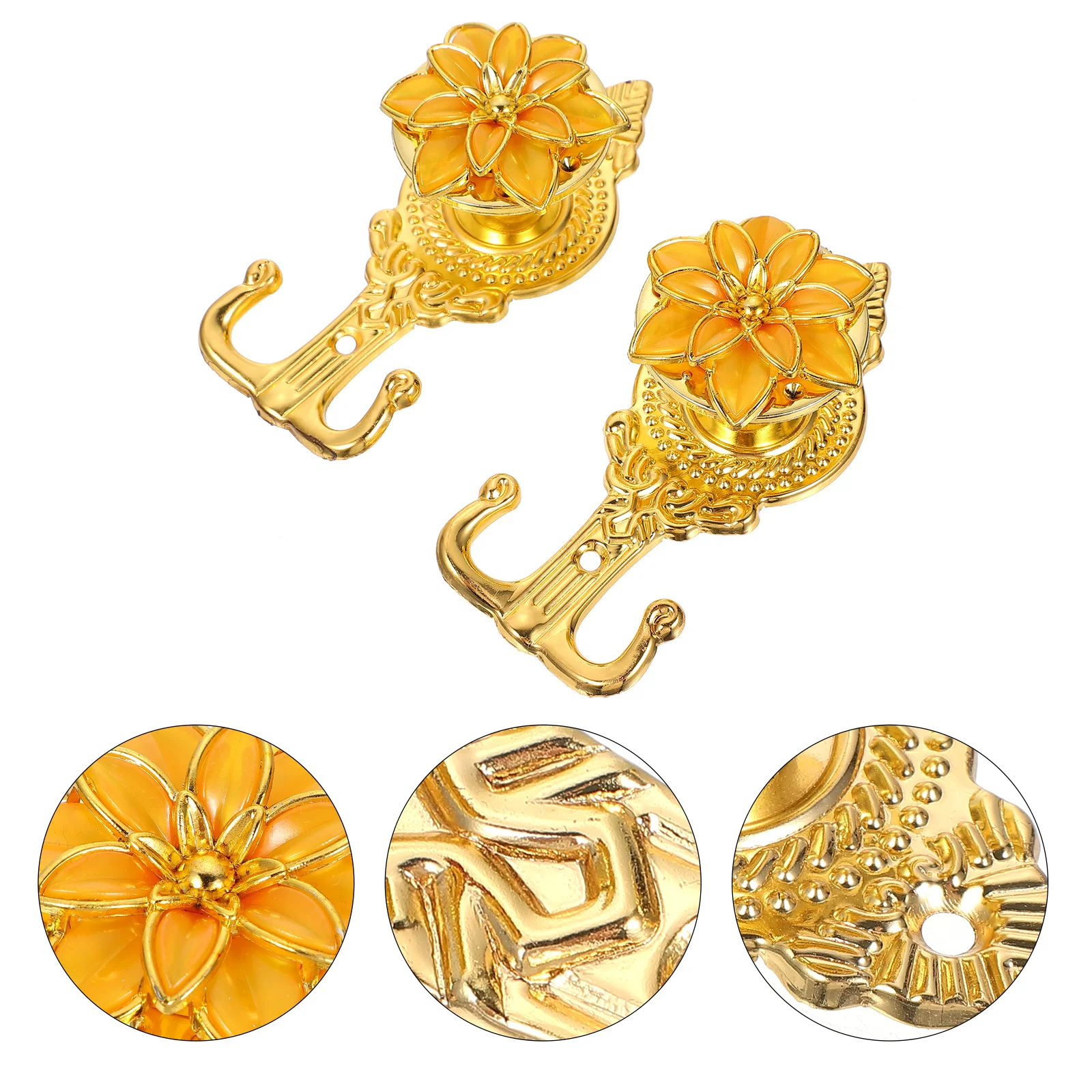 قطعتان من خطافات الستائر، خطافات زخرفية أنيقة مثبتة على الحائط للستائر والأشياء الصغيرة مثالية لغرفة المعيشة وغرفة النوم #6