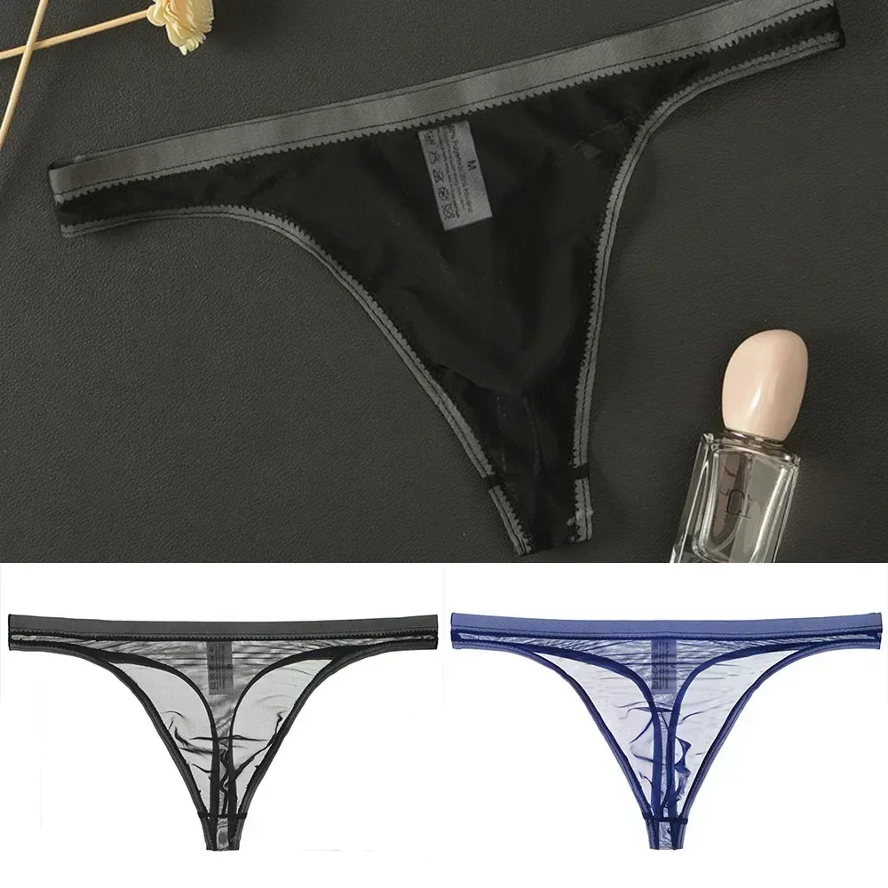 Ultra-thin Briefs Underwear Breathable G-String Lingerie M-2XL Men Sexy Sheer Mesh T-Back Sale Hot New Practical