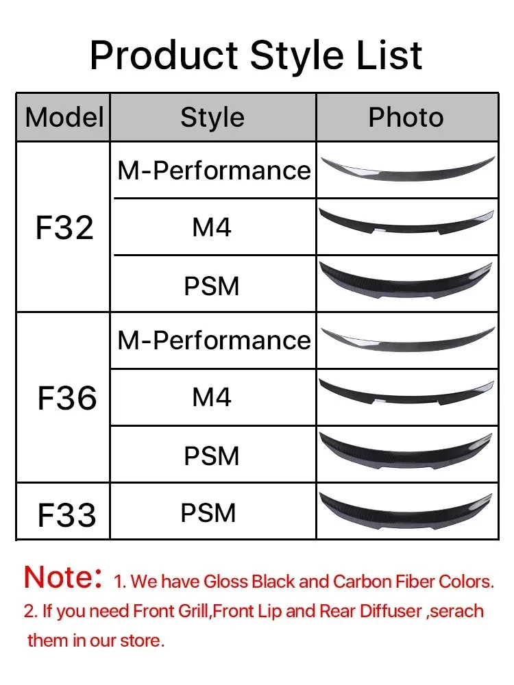 BMW 4 시리즈 F32 F33 F36 2014-2020 자동차 액세서리용 탄소 섬유 M 퍼포먼스 M 테크 리어 트렁크 스포일러 M4 PSM 스타일 윙