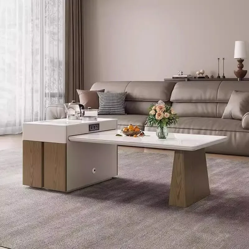 Italian kung fu tea table solid wood living room small apartment multi-functional retractable island